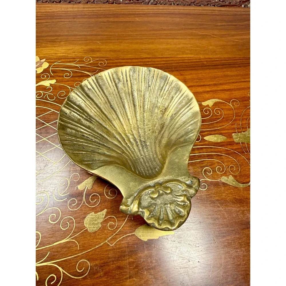 Vintage Brass Shell Trinket Dish
